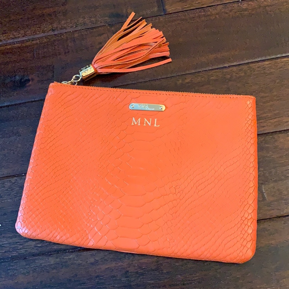 GiGi New York Orange Leather Clutch Like NEW!